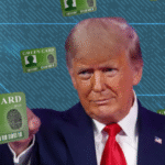 U.S. Capitol silhouette and green card icon symbolising policy changes under the Trump administration.